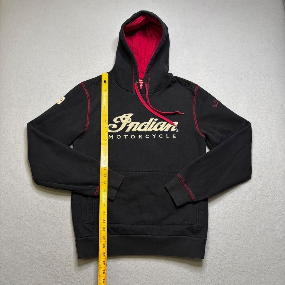 Indian Motorcycle Hoodie Men Small Black Red Pullover Embroidered Logo Biker - Picture 8 of 11